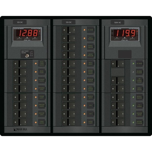 Blue Sea 1218 12V DC Main + 19 Positions / 120V AC Main + 6 Positions, Blue Sea Systems, Mfr#: 1218